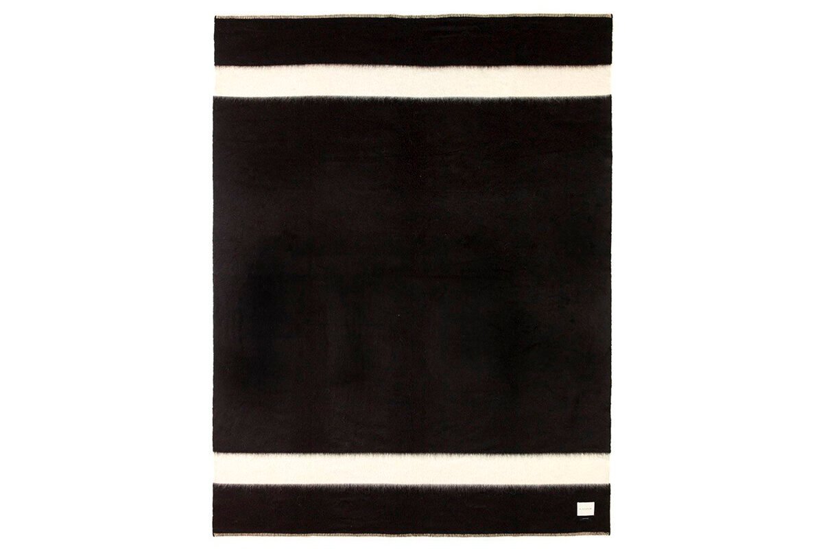 The Siempre Recycled Blanket, Black with Ivory Stripe
