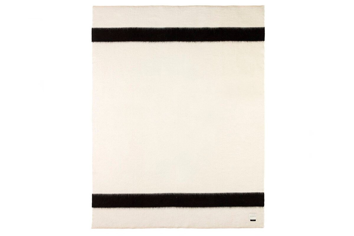 The Siempre Recycled Blanket, Ivory with Black Stripe
