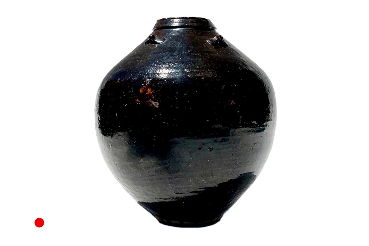 Ceramic Water Jar in Glazed Tete-De-Negre